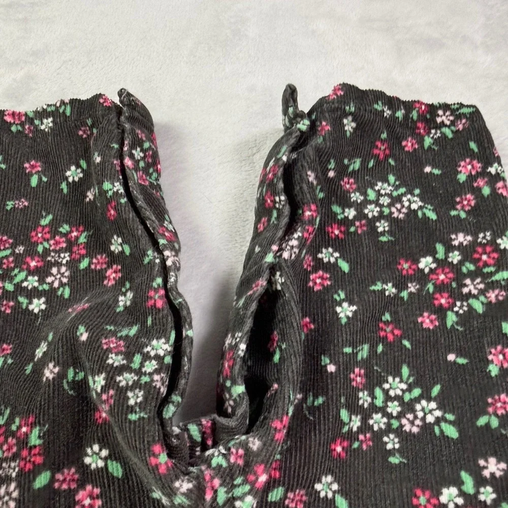OshKosh B'gosh Overalls Kids 6 Months Black Floral Corduroy Bibs 896-0089
